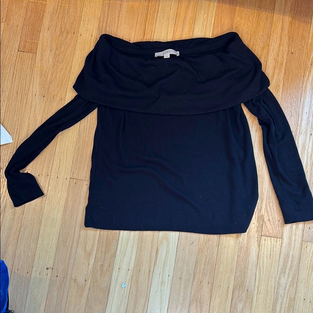 Loft medium black off the shoulder long sleeve